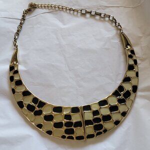 Vintage Talbot Ivory and Black Bib Necklace
